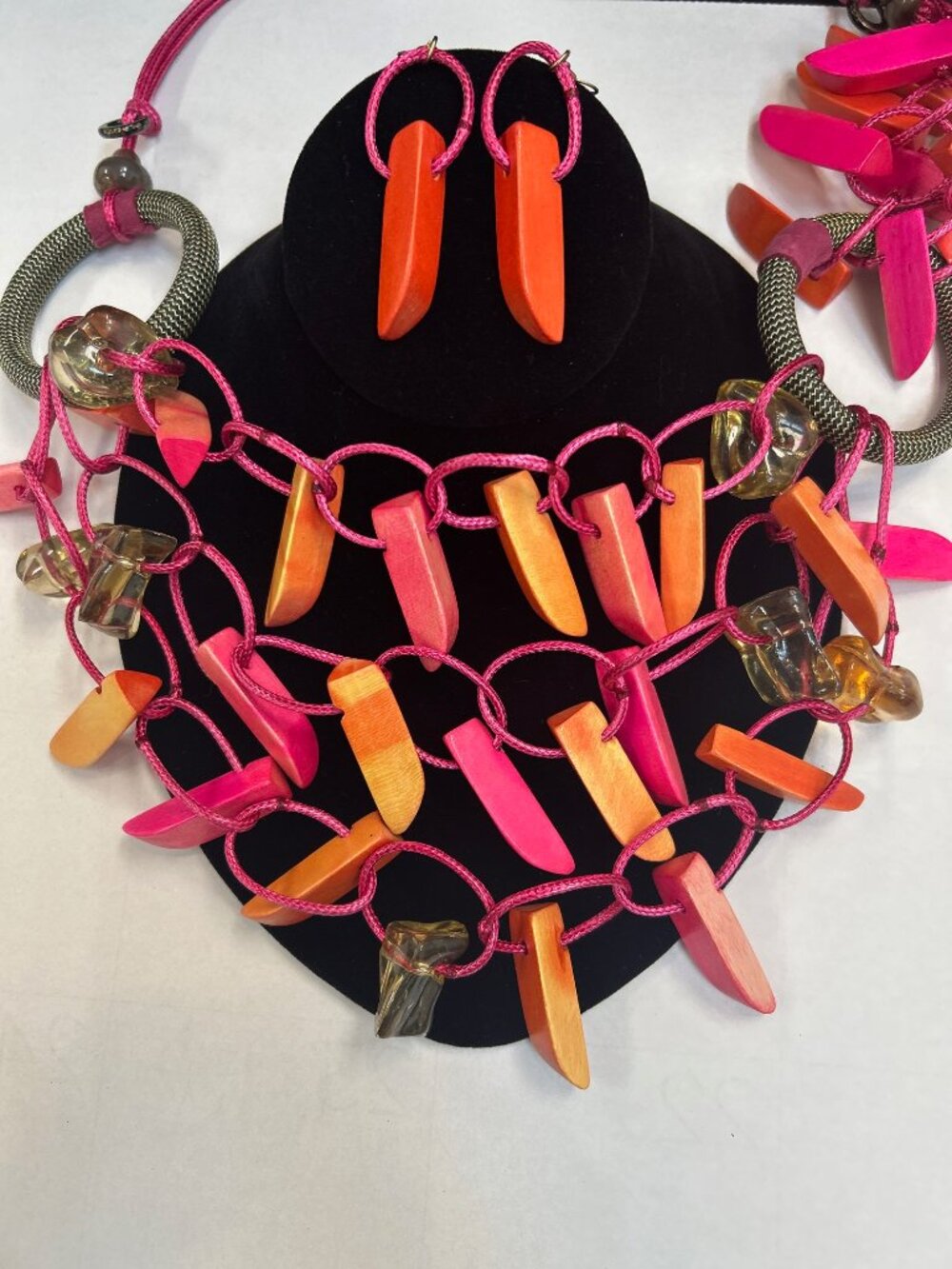Vibrant Pink & Orange Chunky Jewelry Set